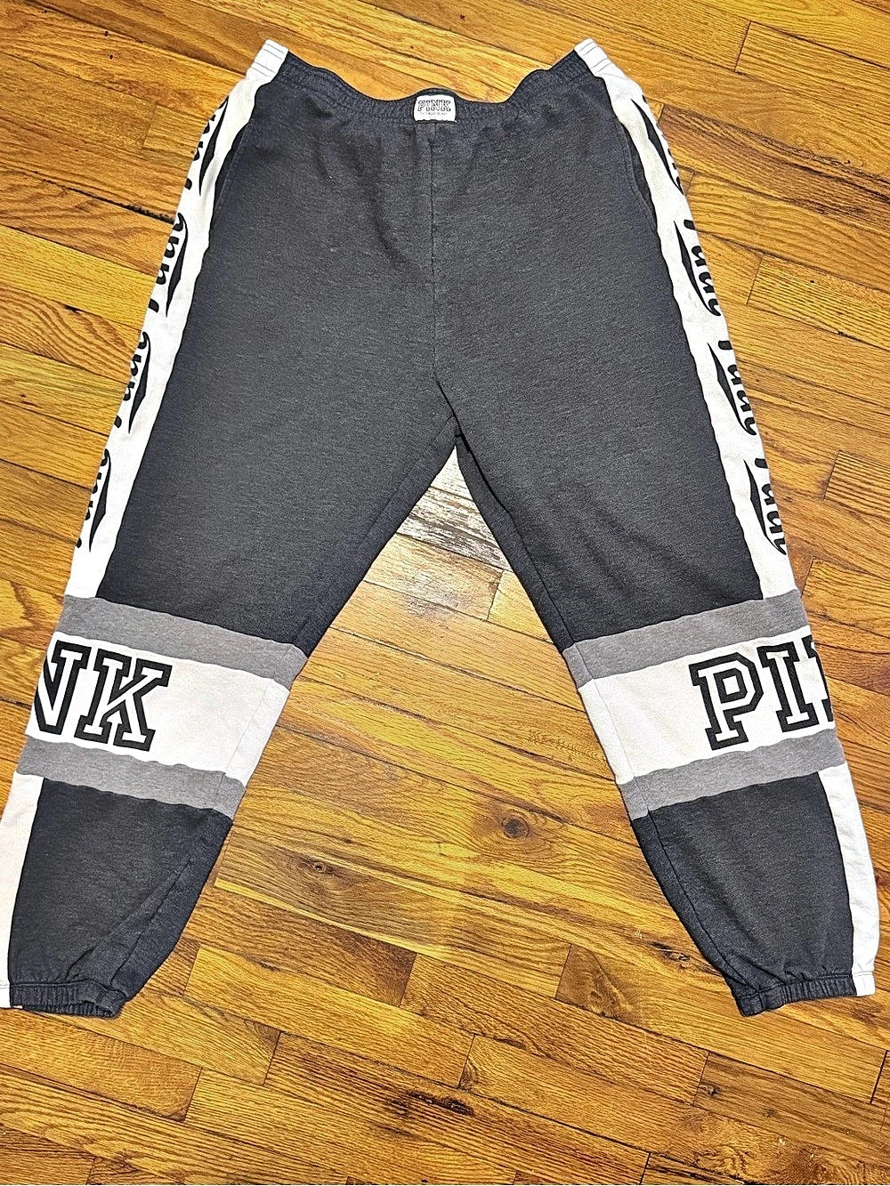 Victoria's Secret Color Block Track Pants Black & White Size Large Like New
